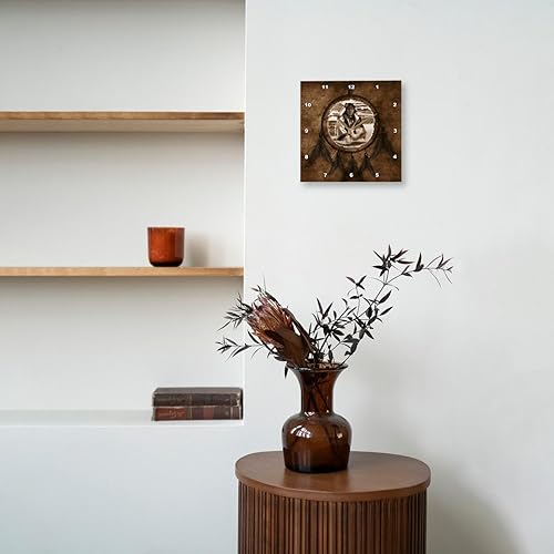 Miniatura 8 de 3dRose dpp_52256_1 Reloj de pared marrón con diseño de lobo nativo americano basado en una pintura de Martin Basmajian, 10 x 10 pulgadas