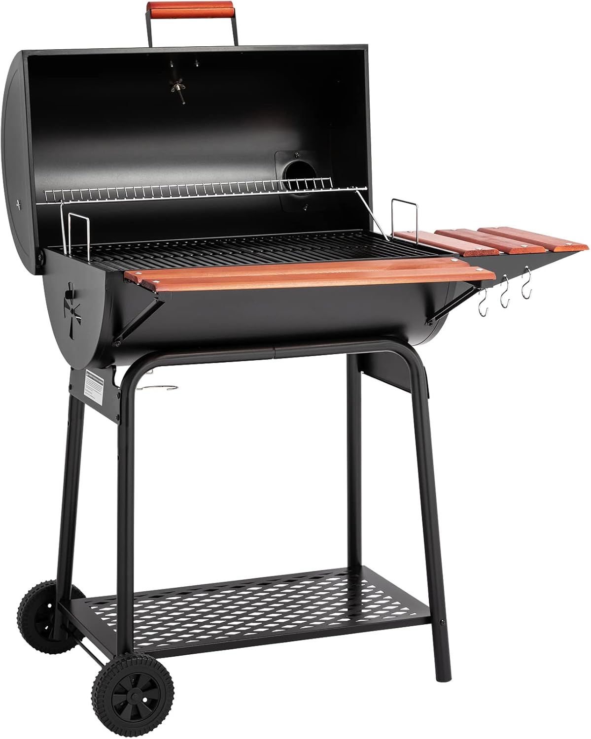 Royal Gourmet CC1830V 30 Barrel Charcoal Grill with Wood-Painted Side Front Table, 627 Square Inches Cooking Space, for Outdoor Backyard, Patio and Parties, Black : Patio, Lawn & Garden