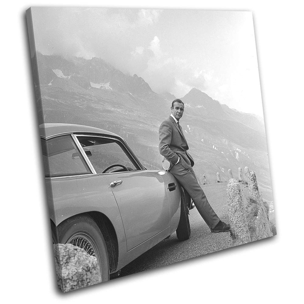Bold Bloc Design - Sean Connery Bond Alps Movie Greats 40x40cm SINGLE Canvas Art Print Box Framed Picture Wall Hanging - Hand Made In The UK - Framed And Ready To Hang 13-3016(00B)-SG11-LO-A