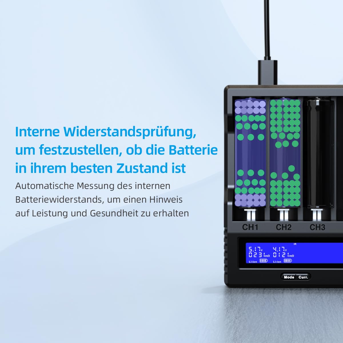 XTAR VC8S Wiederaufladbares 18650 21700 Batterieladegerät 8 Steckplätze USB C Batterieladegerät Test Batterien Echte Kapazität mit PD45W Adapter für 3,6V 3,7V Li-Ion- und 1,2V NI-MH-Batterien