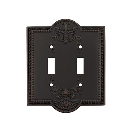 Nostalgic Warehouse 719639 Meadows Switch Plate with Double Toggle, Timeless Bronze