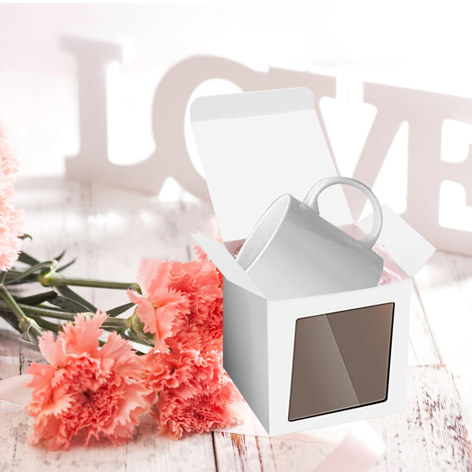 36 piezas Cajas de Regalo para Tazas de Sublimación Transparentes para 325 ml, 340 ml, 425 ml Tazas de café de sublimación (Blanco)