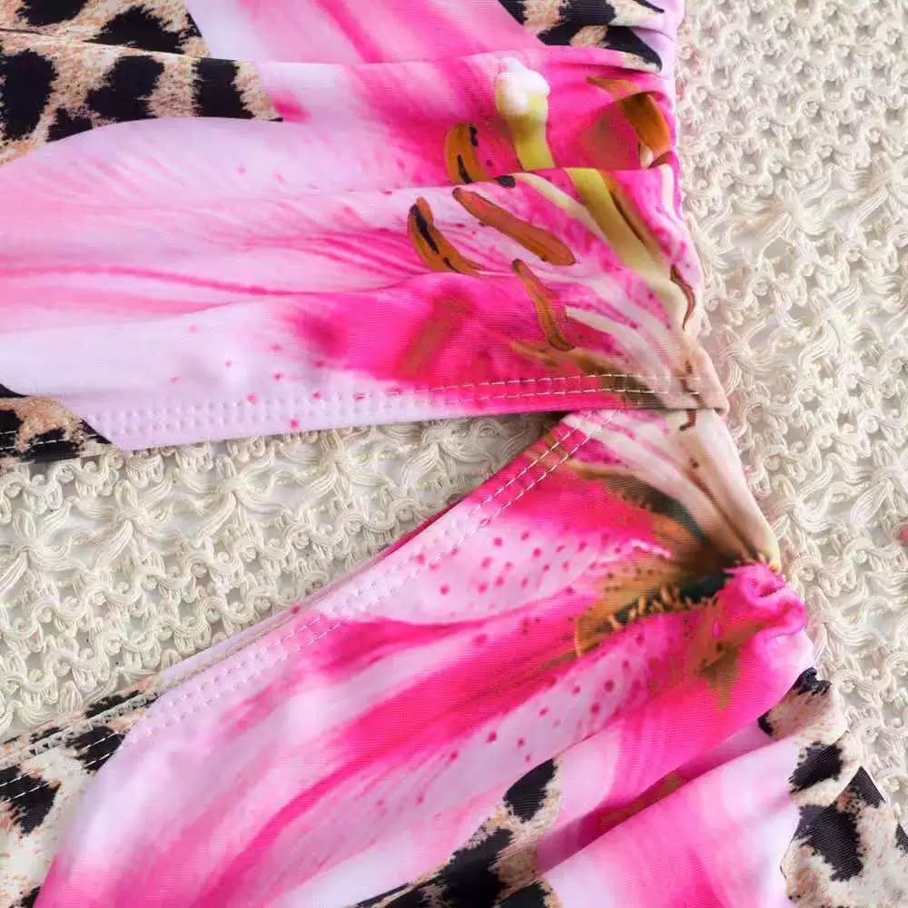 Traje de baño de verano para niña con estampado floral, estilo bikini, traje de baño para adolescentes y niños grandes, protección solar