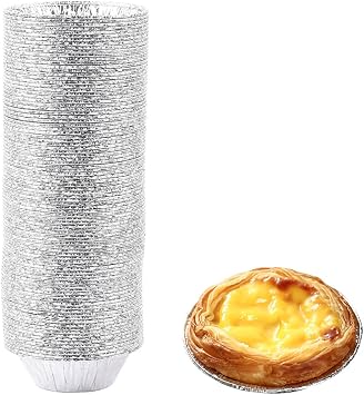 100 Pcs Aluminum Foil Mini Pie Tart Pans 2.7 Inch,Disposable Small Tin Foil Pans,Mini Round Pie Tins Pot Foil Tart Pans for Baking Tarts, Pie,Quiche, Pudding