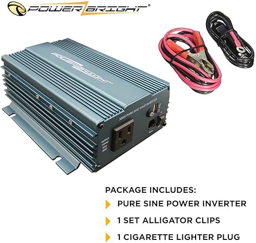 Miniatura 5 de Inversor de corriente de onda sinusoidal pura de 300 W, inversor de automóvil CC de 24 V a 120 V CA con salida de CA de 120 voltios, puerto USB