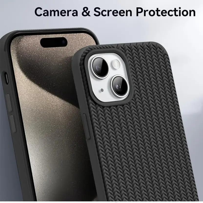 Image of Compatible with iPhone 12 Mini | Premium Textured Microfiber Candy Protective Case | Shock-Absorbing Back Cover with Enhanced Camera Guard (Black)