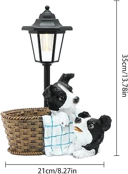 Decoration Statue - Solar Garden Country Farm Border Collie With Light, Outside-Outdoor Decorations Animal Statue For Patio Yard Lawn Walkway Ornaments Clearance Gifts