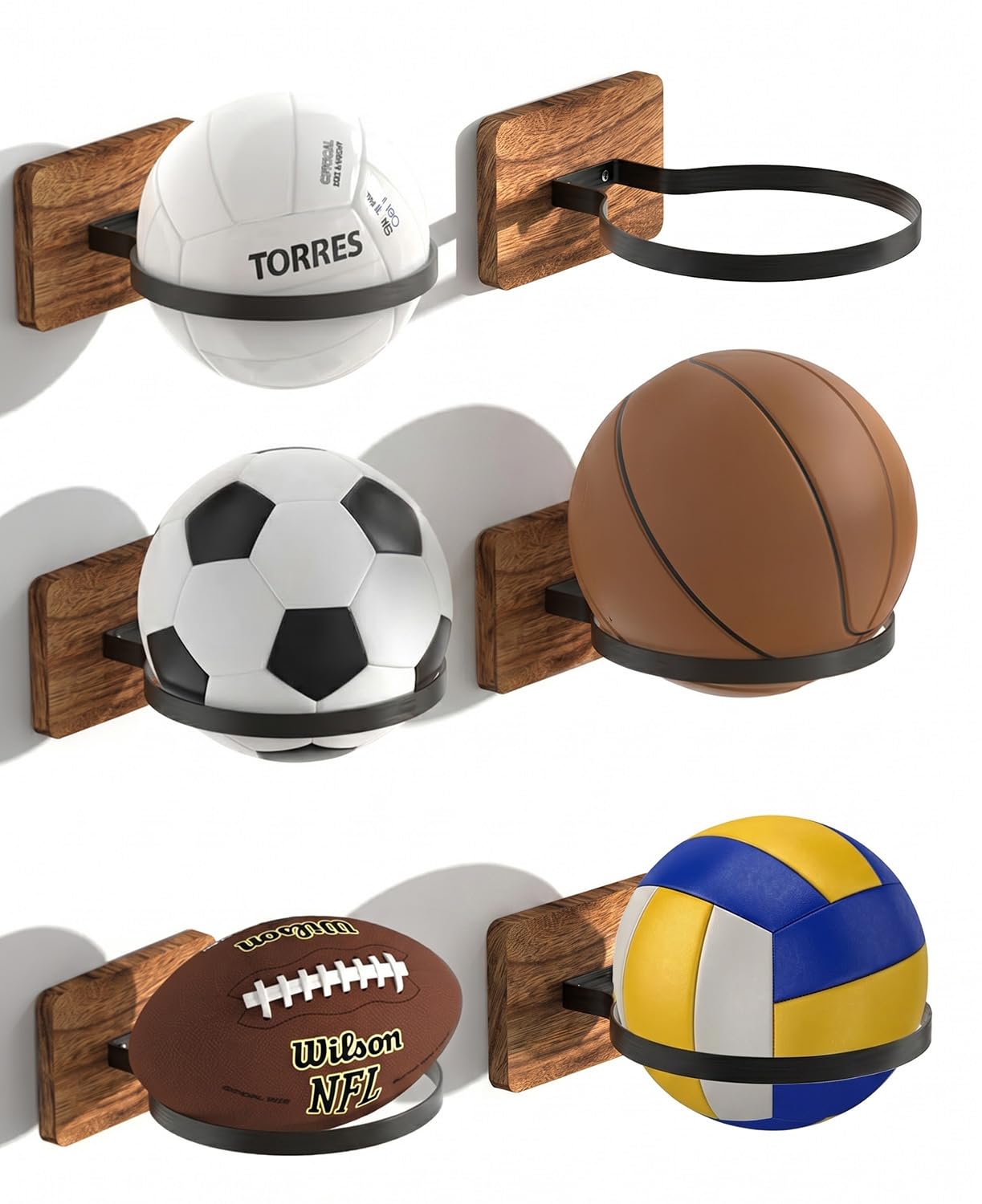 AIDILI 6 Pcs Wall Mount Basketball Holder