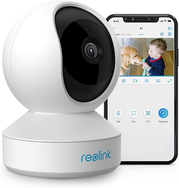 Reolink 3MP WiFi Indoor Security Camera, 2.4GHz WiFi CCTV IP Camera, Nanny Baby Monitor With Pan Tilt/ IR Night Vision/2-Way Audio/Motion Detection, Remote Viewing, E1