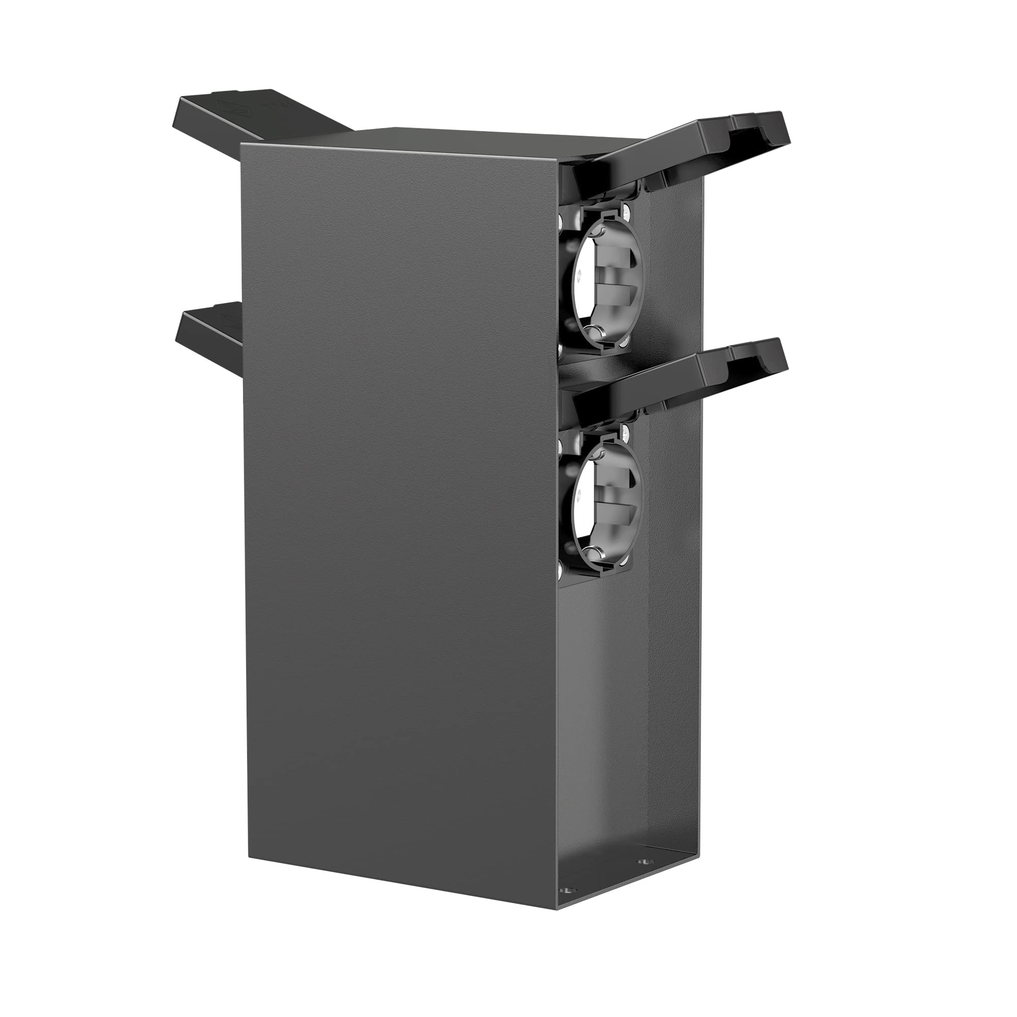 ledscom.de Colonnina con 2 prese da giardino POMI per esterni, IP44, a 4 prese, acciaio inossidabile, antracite, squadrata, 23 cm