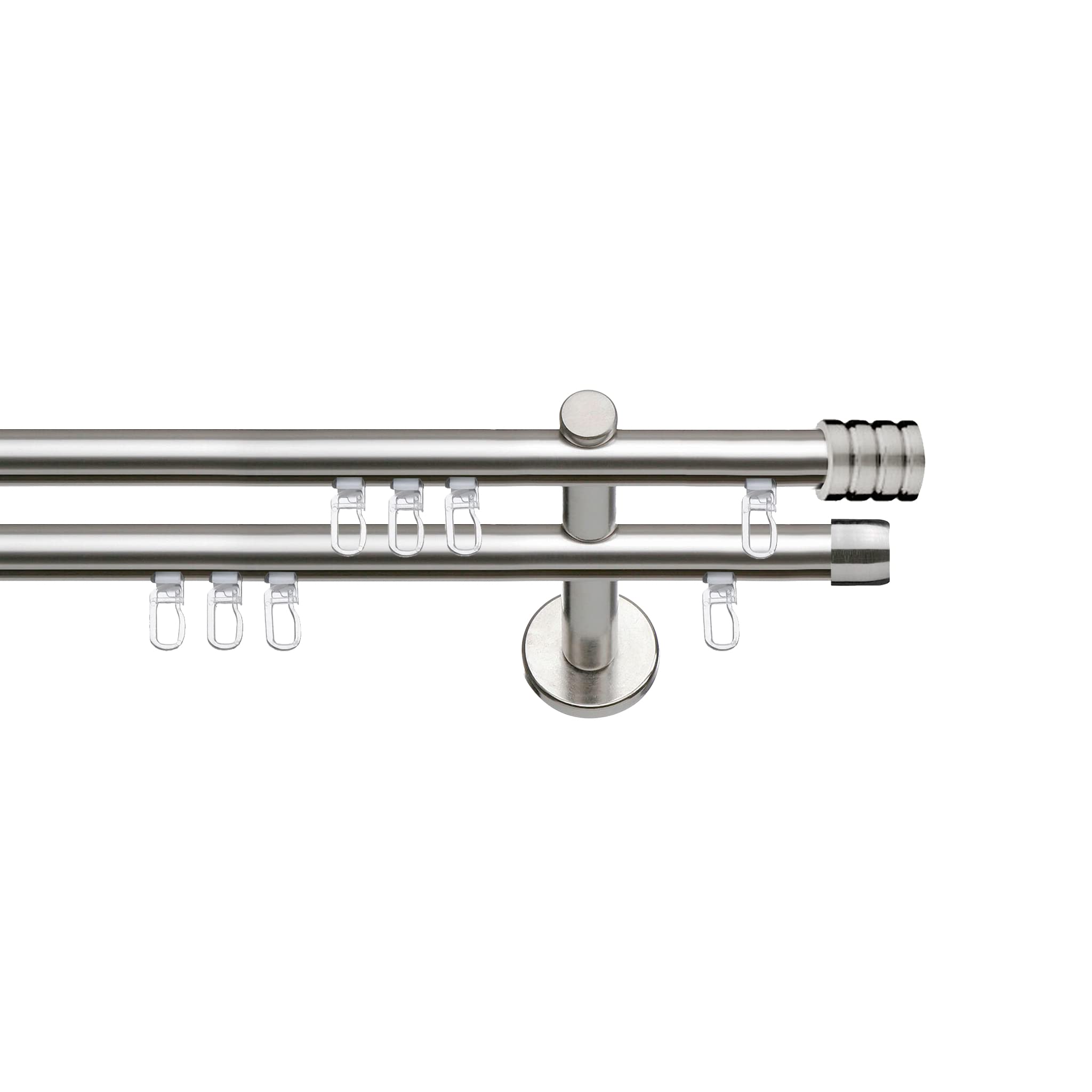 SN Deco - Innenlaufgarnitur Genua, Ø 16mm, 2-Lauf edelstahl optik 320cm (4x160cm inkl. Verbinder)