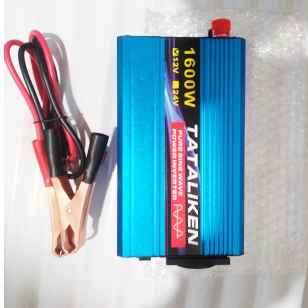 Generic 1600 W (potenza continua a 600 W) Inverter da CC 12 V a CA 220 V tensione 50 Hz Trasformatore solare ad onda sinusale pura con presa UE display a LED, 1600W-12V