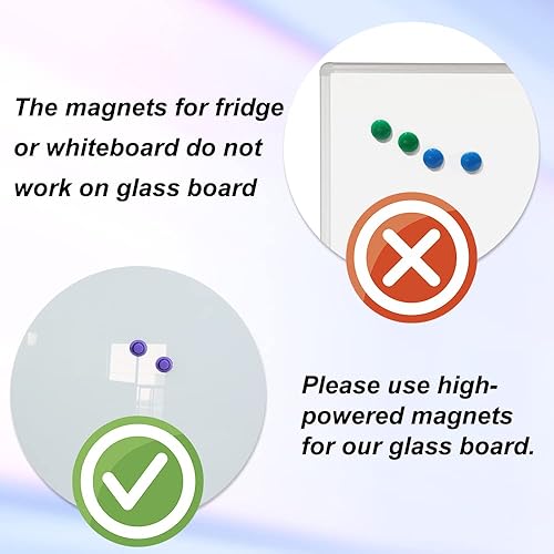 Miniatura 6 de Pizarra blanca magnética de vidrio, pizarra blanca de borrado en seco de vidrio montado en la pared, superficie blanca esmerilada, tablero de vidrio