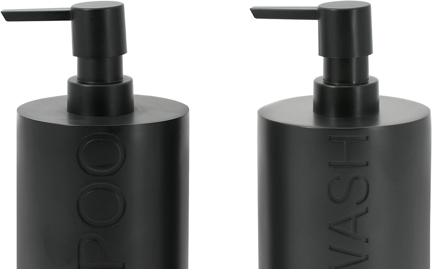 2-Pack Matte Black Resin Refillable Shampoo & Body Wash Bottles – Modern Bathroom Pump Dispenser Set, Durable Resin Shower Containers with Embossed Labels, Reusable Pump Bottle - Image 8