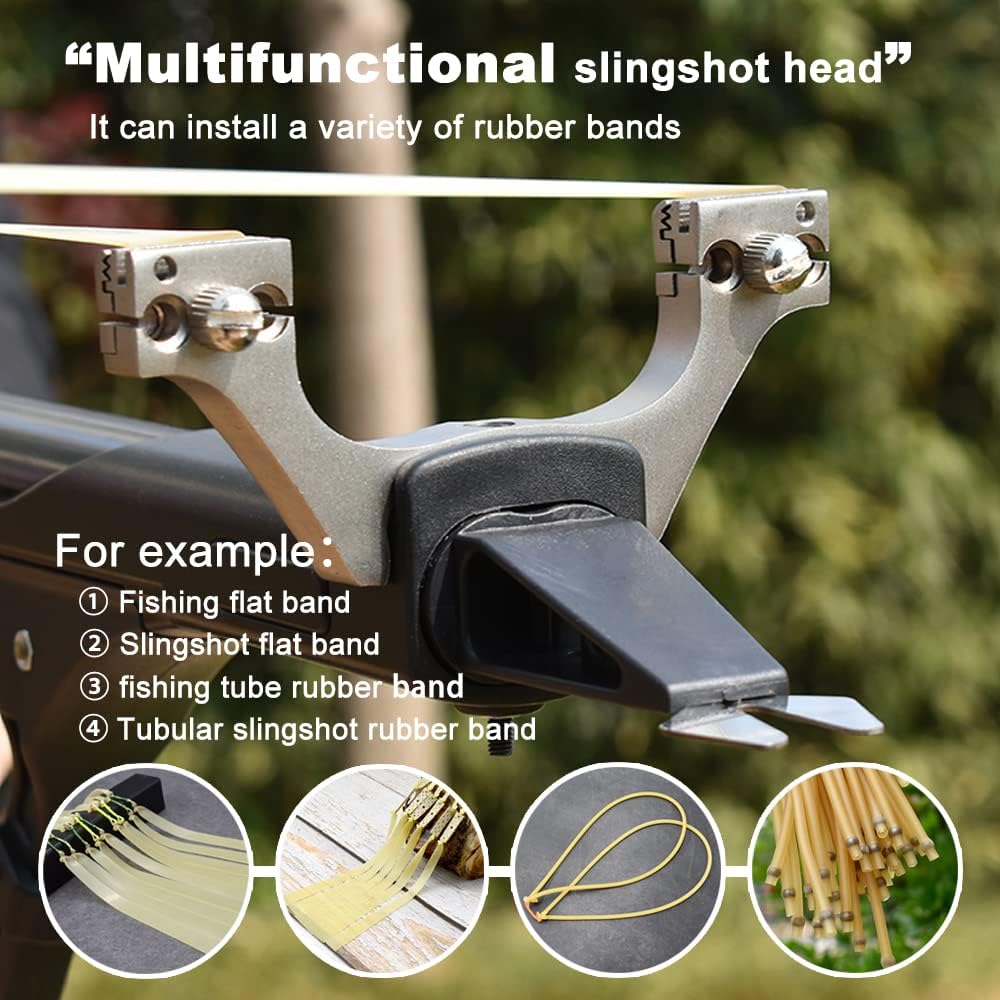 Fishing Slingshots for Adults, High Precision Telescopic Rod Slingshots for Hunting, Multifunctional Professional Slingshot Rifle for Hunting Slingshot Catapult with Rubber Bands