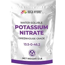 Potassium Nitrate 13-0-46 High-Purity Water-Soluble Fertilizer. Approved for Hydroponics, Fertigation, Foliar Feeding & Soil, for All Fruits, Vegetables & Flowering Plants 5 Lb