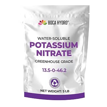 Potassium Nitrate 13-0-46 High-Purity Water-Soluble Fertilizer. Approved for Hydroponics, Fertigation, Foliar Feeding & Soil, for All Fruits, Vegetables & Flowering Plants 5 Lb