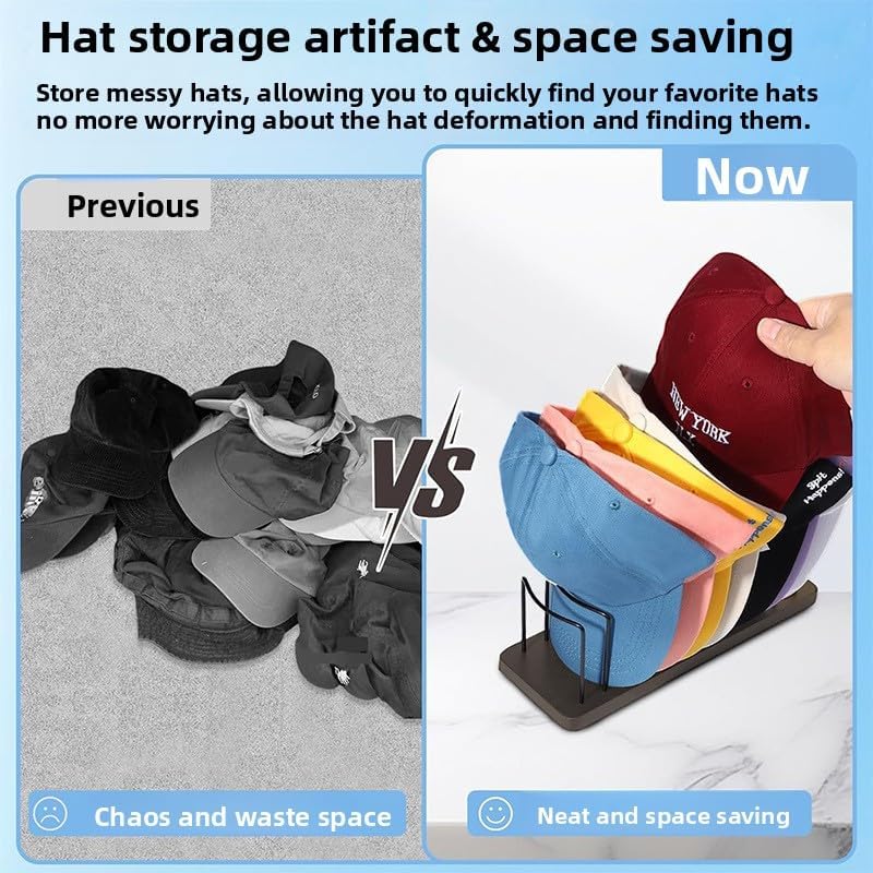 Wooden Hat Display Stand - Desktop Cap Holder Organizer for Baseball Caps, Sun Hats & Visors - Stylish Closet Storage Rack for Men & Women
