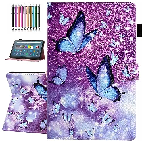 YUNHOTIC Case for Amazon Fire Max 11 Tablet (13th Generation, 2023 Release), Auto Wake/Sleep, Premium PU Leather Folding Stand Cover with Pen Holder & Multiple Viewing Angles - Butterfly