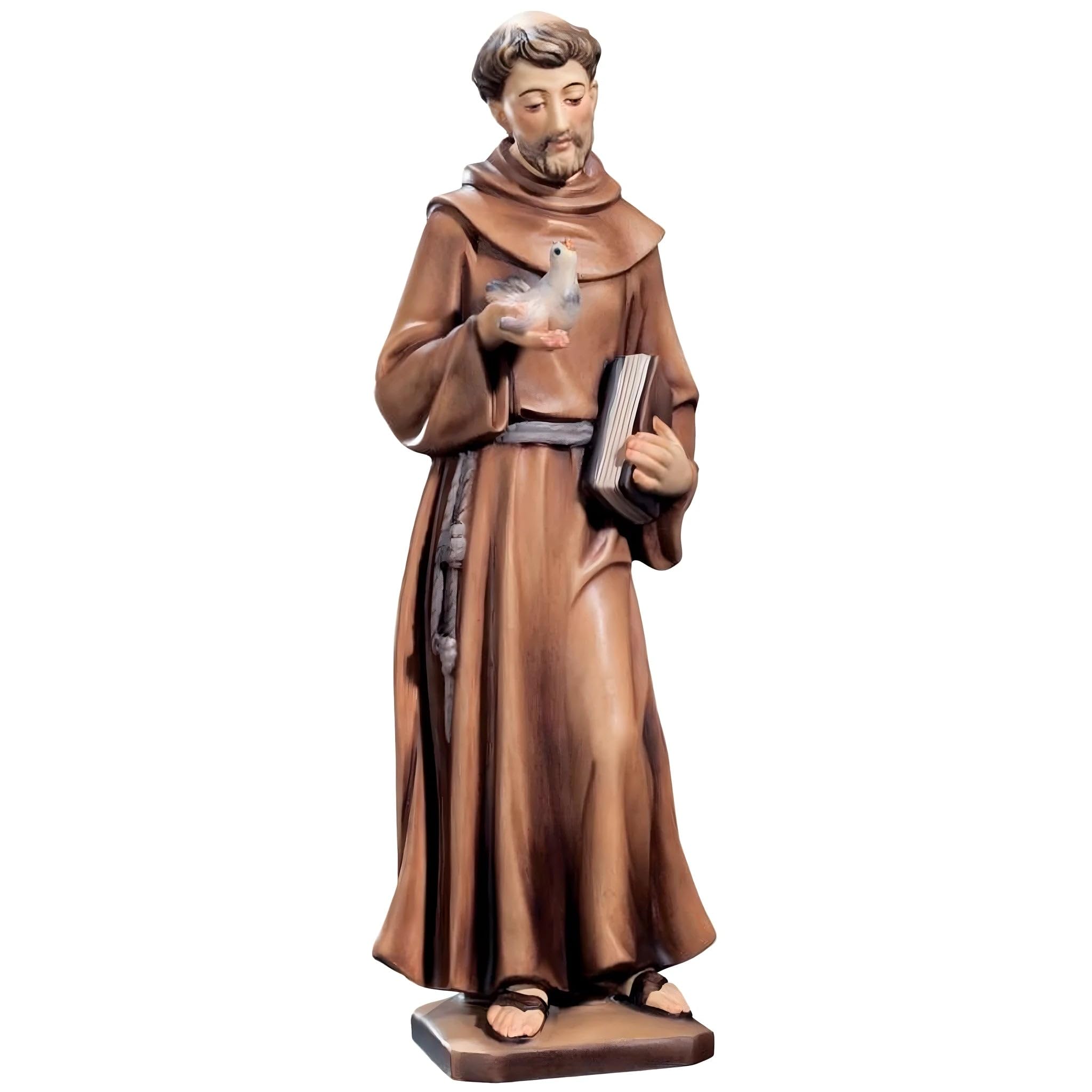 Dolfi | St. Francis Made of Fibreglass 80 cm | Natural Wood in Val Gardena | Nativity Figure