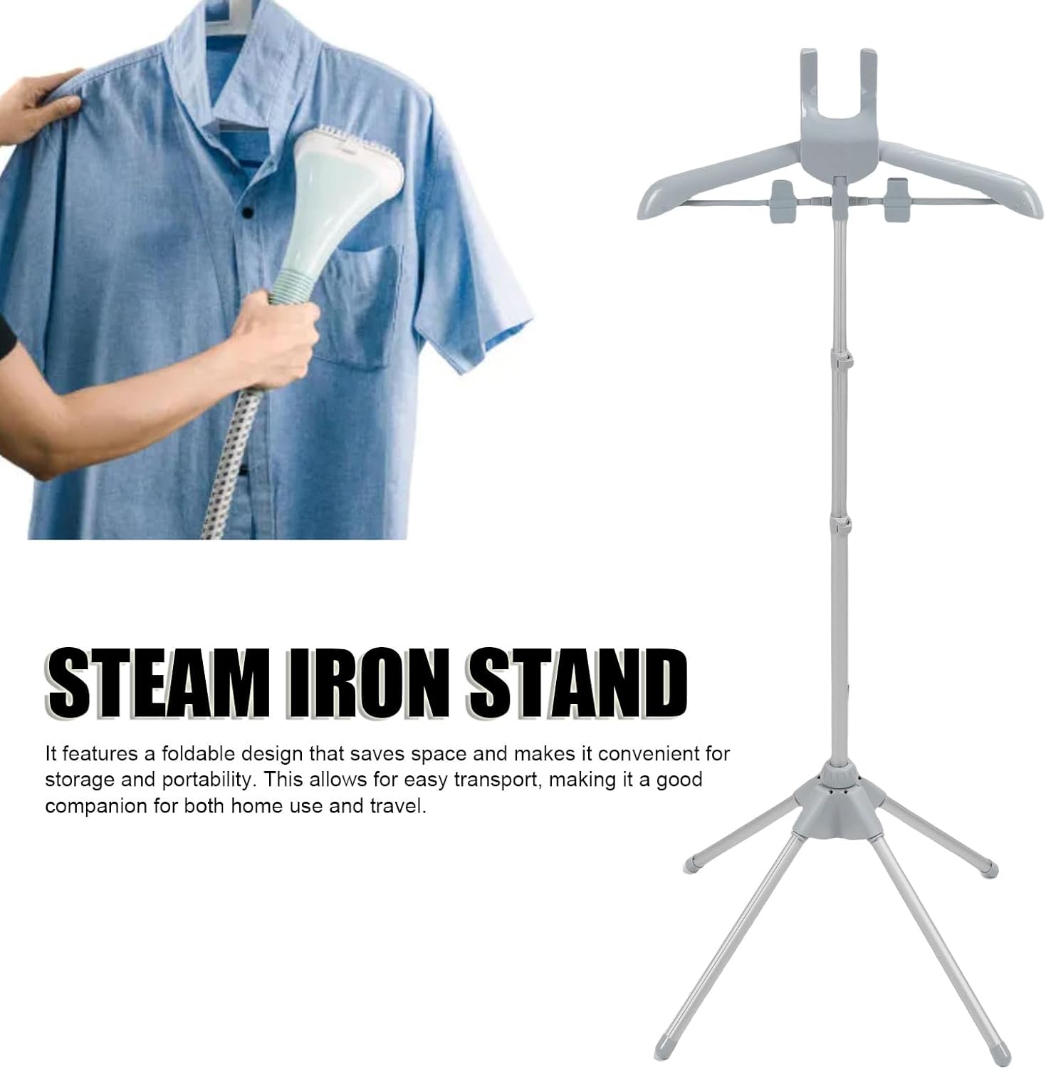 Ironing Garment Stand, Adjustable Foldable Steamer Rack for Clothes, Height Adjustable, Portable Ironing and Steaming Stand for Home and Travel, ABS Material (B)