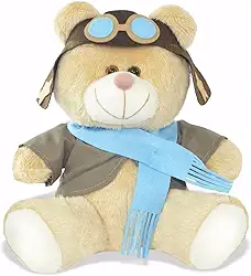 Urso Ursinho De Pelúcia Aviador 30cm Decoração Anti-alérgico