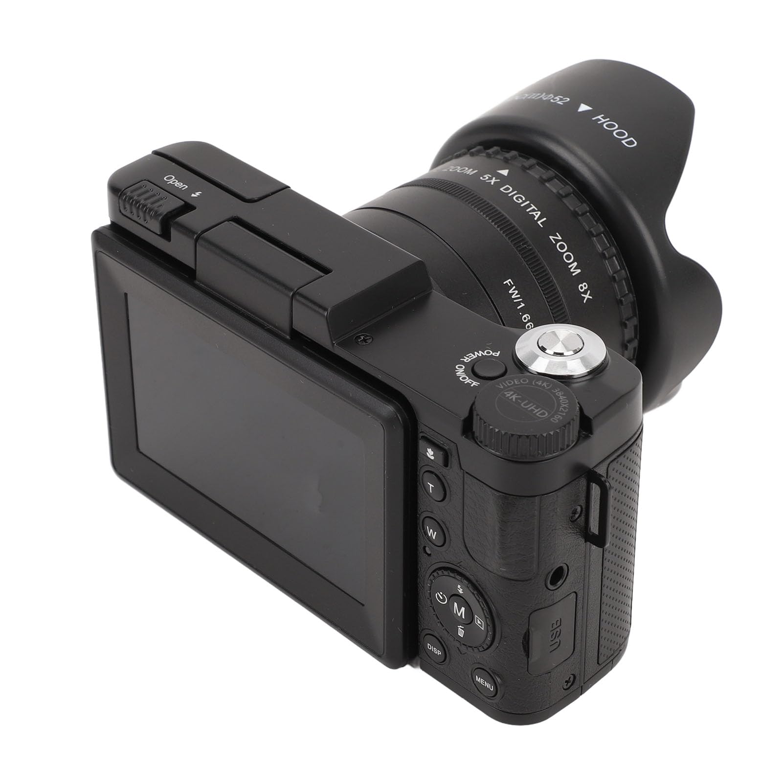 Fotocamera Digitale 4K per Fotografia, Fotocamera per Vlogging con Messa a Fuoco Automatica UHD da 48 MP con Schermo Ribaltabile a 180° da 3,0, Zoom Ottico 5X e Zoom Digitale