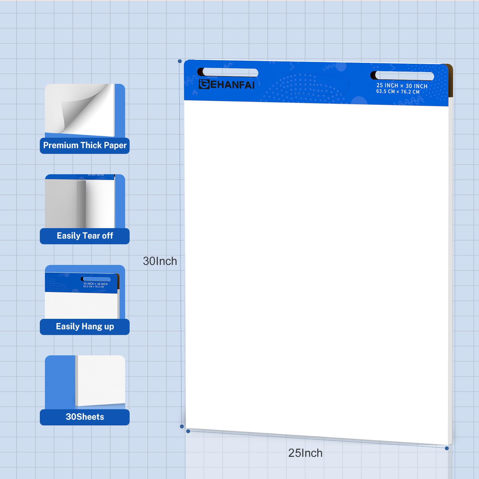 60 Blatt klebrige Staffelei-Papierblock, 63,5 x 76,2 cm, Weiß, selbstklebende Staffelei, ideal für virtuelle Lehrer und Studenten, Flipchart-Papier für Büro und Klassenzimmer, 30 Blatt/Blöcke, 2