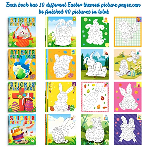 90shine-4PCS-Easter-Crafts-for-Kids-Ages-4-8-Sticker-Books-Basket-Stuffer-Gift-Includes-Bunny-Egg-Chick-Gnome-and-More-Designs-Create-40-Pictures 90shine 4PCS Easter Crafts for Kids Ages 4 8 Sticker Books Basket Stuffer Gift Includes Bunny Egg Chick Gnome and More Designs Create 40 Pictures
