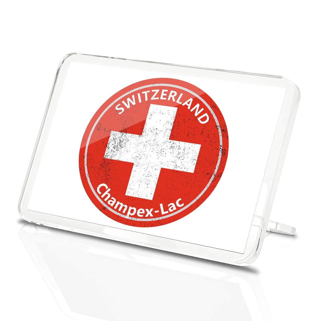 Classic Rectangle Magnet with Stand - Champex-Lac Switzerland Flag - Fridge Locker Office Whiteboard Toolbox #60709