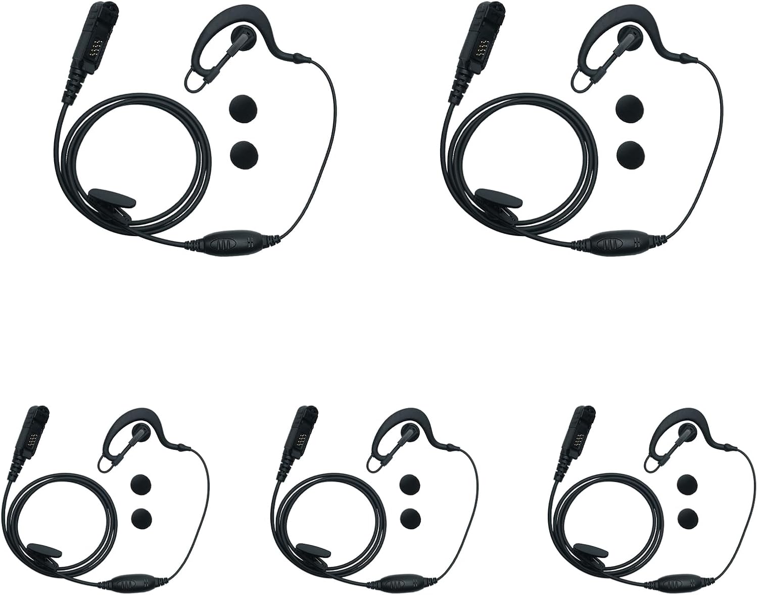 G Shape Headset Earpiece with PTT Mic Compatible for Motorola XPR3000 3000E XPR3300 XPR3550e XPR3500 Walkie Talkie 2 Way Radio 5Pack