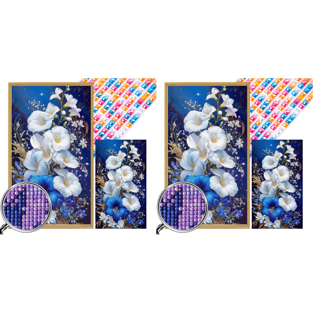 Kexpery White Bouquet 5D Partial AB Square Diamond Painting Kit for Easy Home Decor for Adults 45x75cm