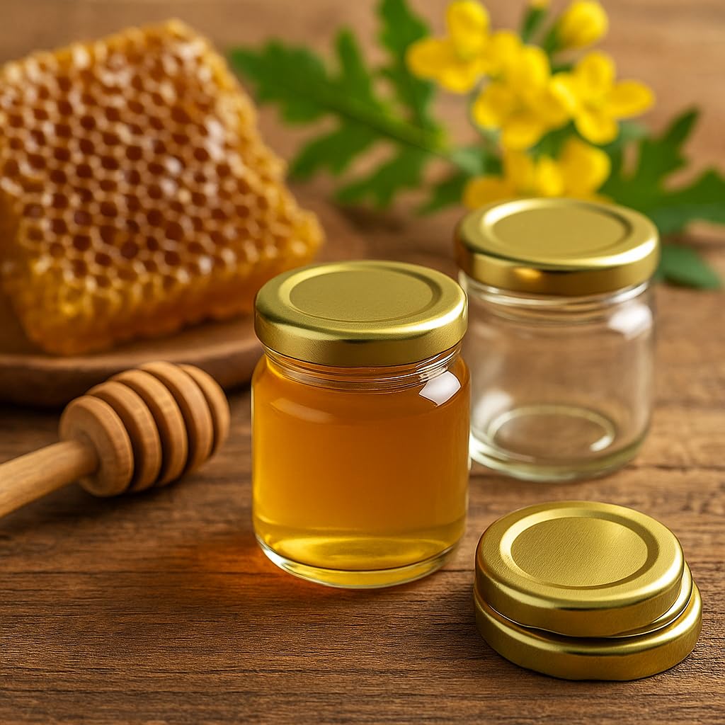 120 Barattoli in Vetro 40ml con Tappi Oro | Vasetti Ermetici per Miele, Spezie, Confetture, Bomboniere | Mini Contenitori Riutilizzabili e Lavabili | Set da 120 Pezzi
