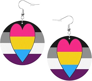 Asexual Panromantic Pride Flag Leather Round Dangle Earrings for Women Double-Sided Design with Hook