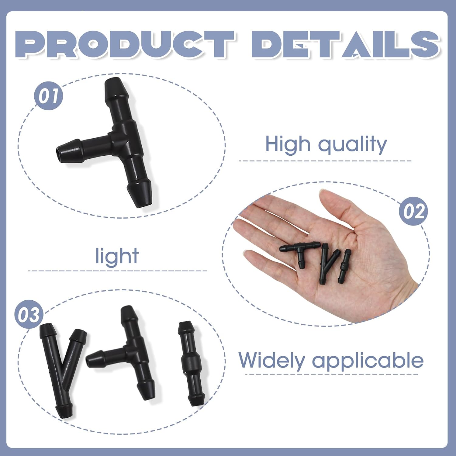 90 Pcs Windshield Washer Wiper Hose Connector Kit, Universal Splitter Pack with T/Y/I Type, Plastic Windshield Tube Pipe Fitting Adapter for Car Washer Nozzles Tubing Repair and DIY