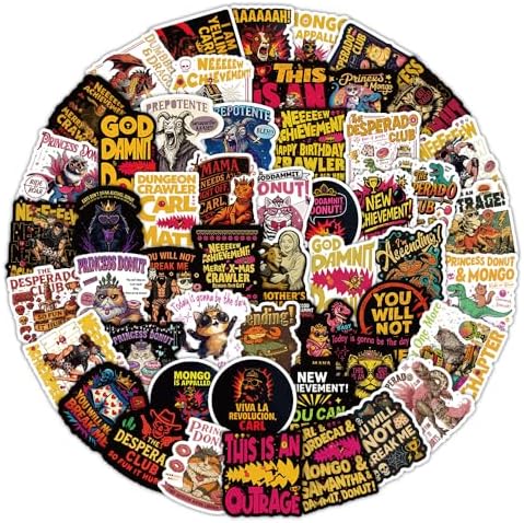 60Pcs DCC This is an Outrage Princess Donut Sticker Funny Dungeon Book Crawler Reading Carl Merch Stickers