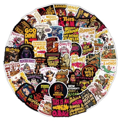 60Pcs DCC This is an Outrage Princess Donut Sticker Funny Dungeon Book Crawler Reading Carl Merch Stickers
