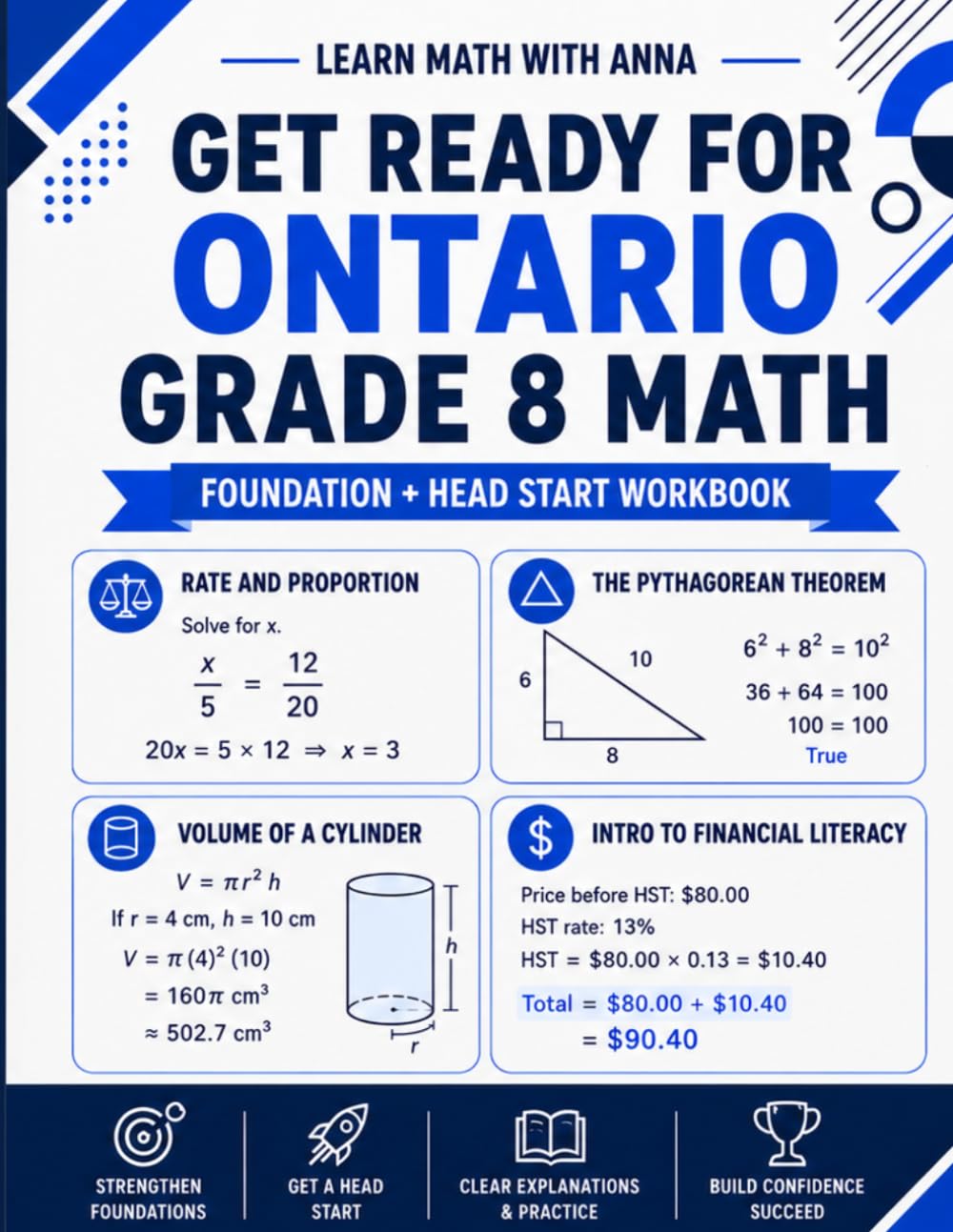 Get Ready for Grade 8 Ontario Math: A Summer Bridge Workbook: For Building Prerequisite Skills and Getting a Head Start in Math Class (Get Ready for Ontario Math Class)