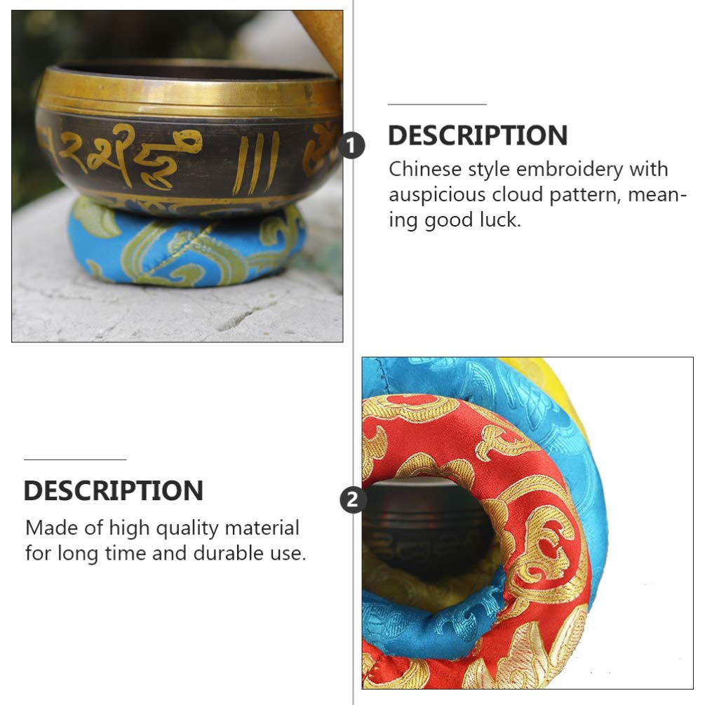 Klangschale Kissen, 3x Handgefertigte Pad für Klangschale aus Baumwolle mit traditionellen Mustern (8+10+12 cm) für Meditation & Yoga - Farben zufällig