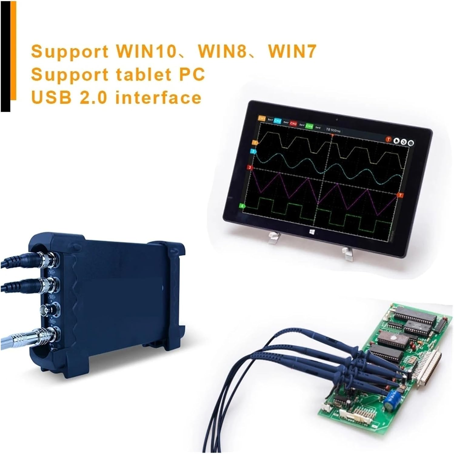 6074BE 70MH 4CH Auto Digital Oscilloscope Set Diagnostic Tool 1GSa/s USB Virtual Oscilloscope Car Diagnostic Instrument(6074BE Kit II)
