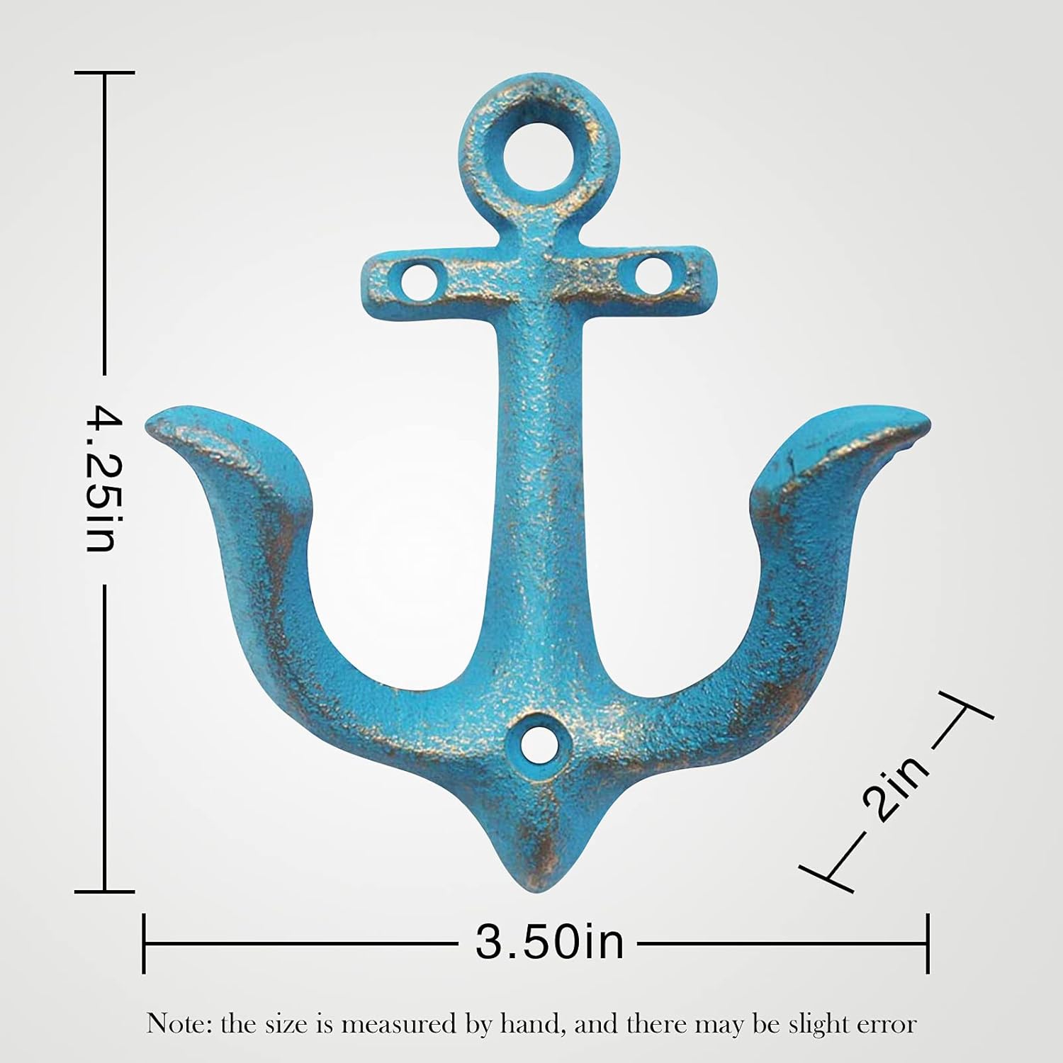 Notakia Vintage Rustic Cast Iron Nautical Anchor Design Wall Hooks Coat Hooks Rack, Decorative Wall Mounted Antique Shabby Chic Metal Towel Coat Hooks Hanger,Screws Included (4 PCS) - Image 4