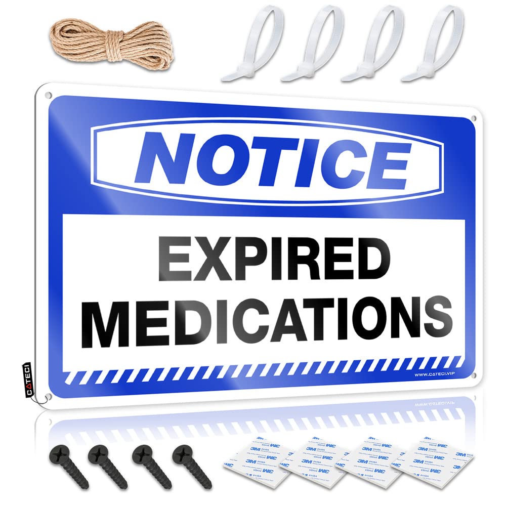 HELIOFORGE Adult Signs For Man Cave Notice Expired Medications Tin Sign Vintage Funny Tin Sign Tin Sign Metal(30X40CM)