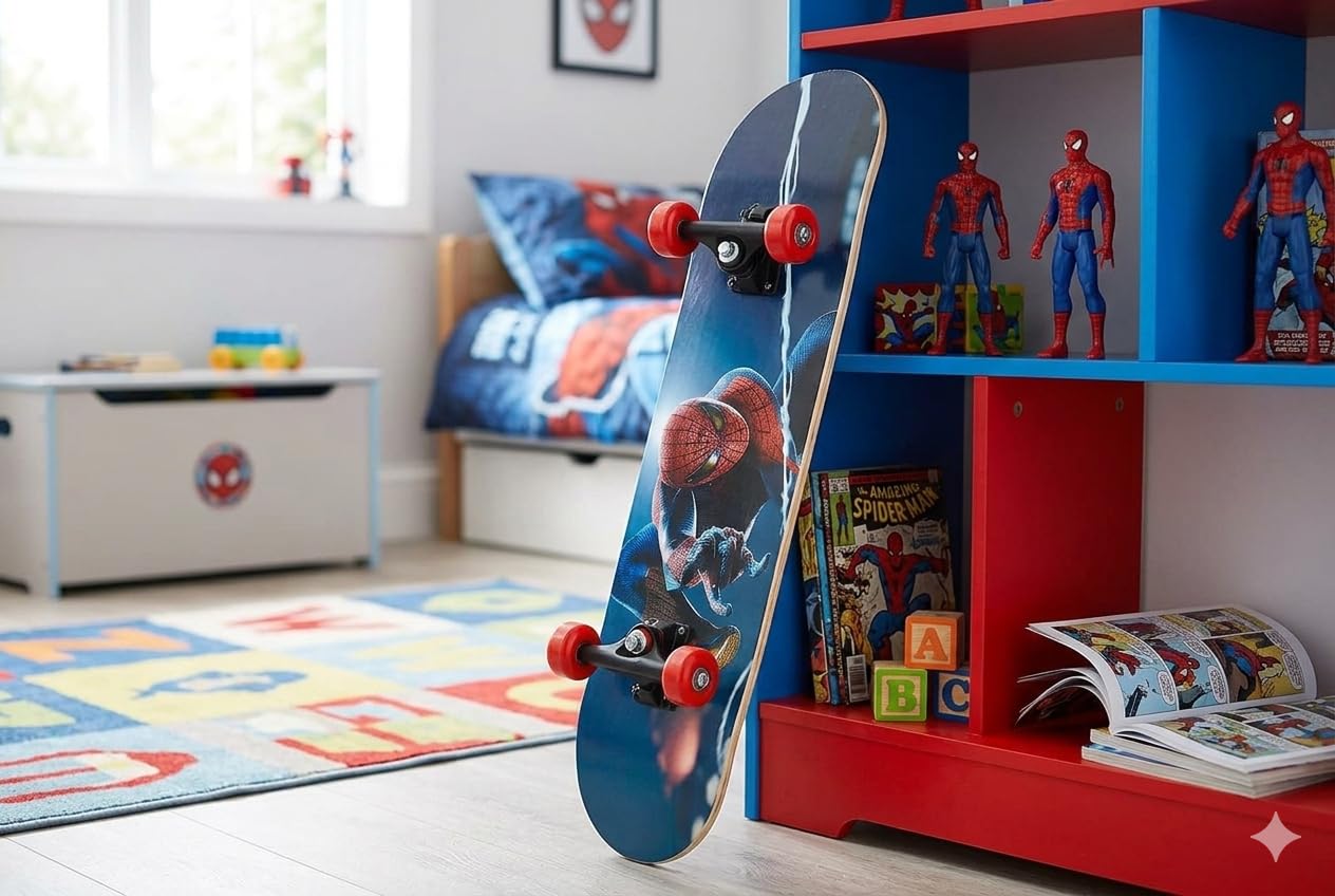 Skateboard 23"X 6" Double Kick Concave Skate Board 9 Layer Plywood Deck Standard Skateboards for Kids Boys Girls Beginners Teens Adult, Skateboard (Spiderman)