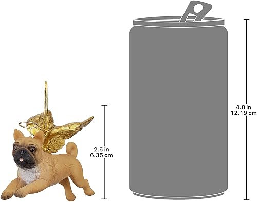 Miniatura 121 de Design Toscano Pitbull Dog Angel - Adorno navideño para árbol de Navidad, 4 pulgadas, resina de piedra fundida, acabado marrón y dorado Marrón