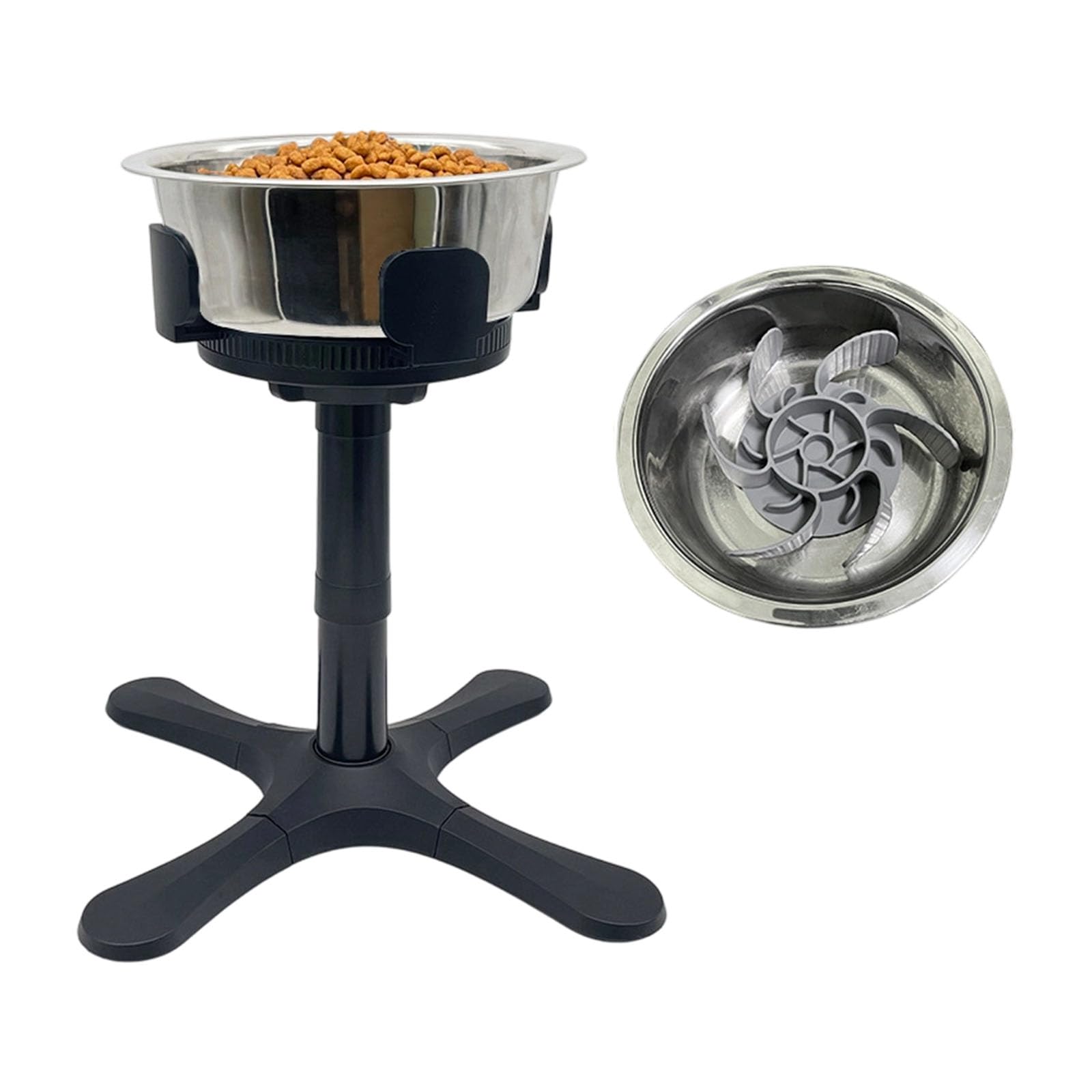 Soporte antideslizante para comederos para perros con cuencos desmontables y patas regulables para uso en interiores y exteriores en hogares o tiendas de mascotas, soporte elevado para cuencos