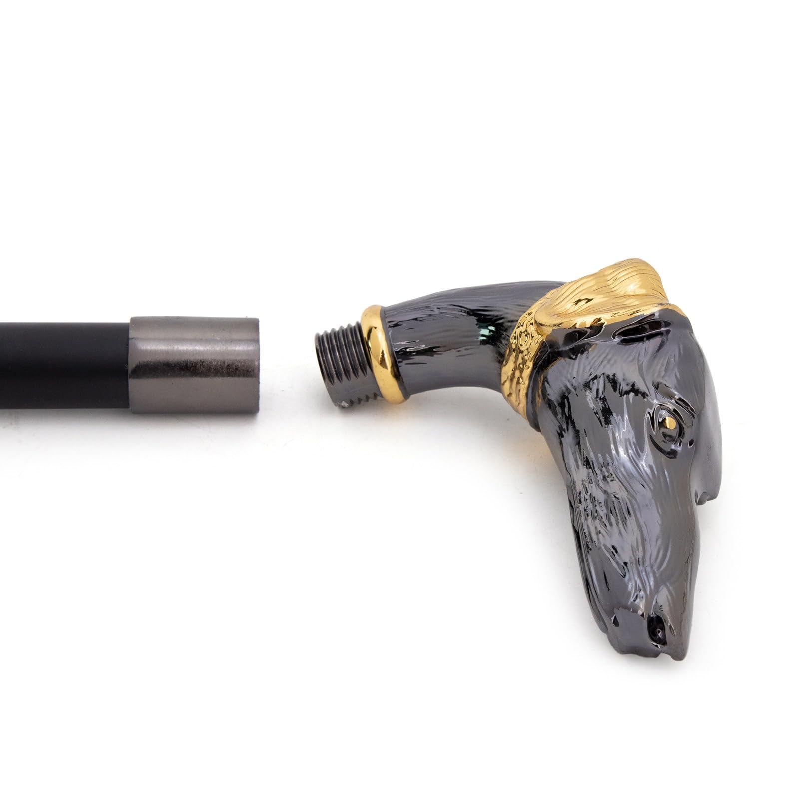 Baston de Caminar Cabeza Galgo Gris Dorado – Estilo Británico, Bastón Elegante y Lujo para La Excursión, El Cosplay, Uso Diario Regalo
