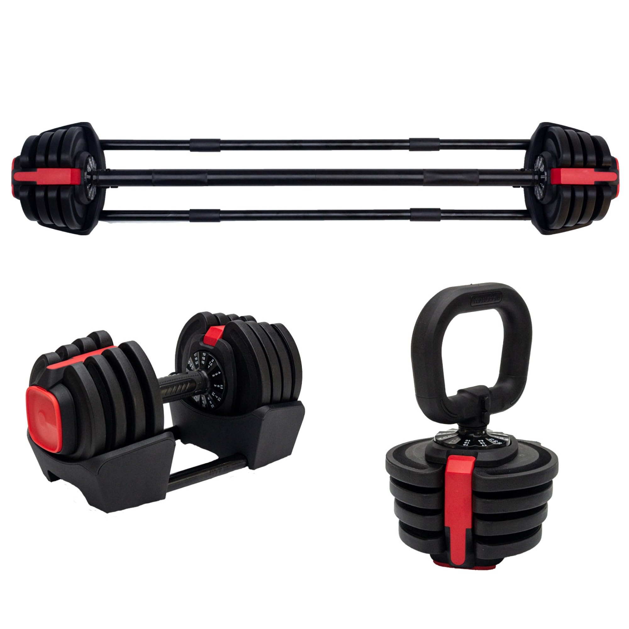 TechFit Mancuernas con funda de almacenamiento – Ergonomic Handle, Weightlifting, Bodybuilding, Gym Exercises con cierre de seguridad, mancuernas ajustables (1 x 19 kg)