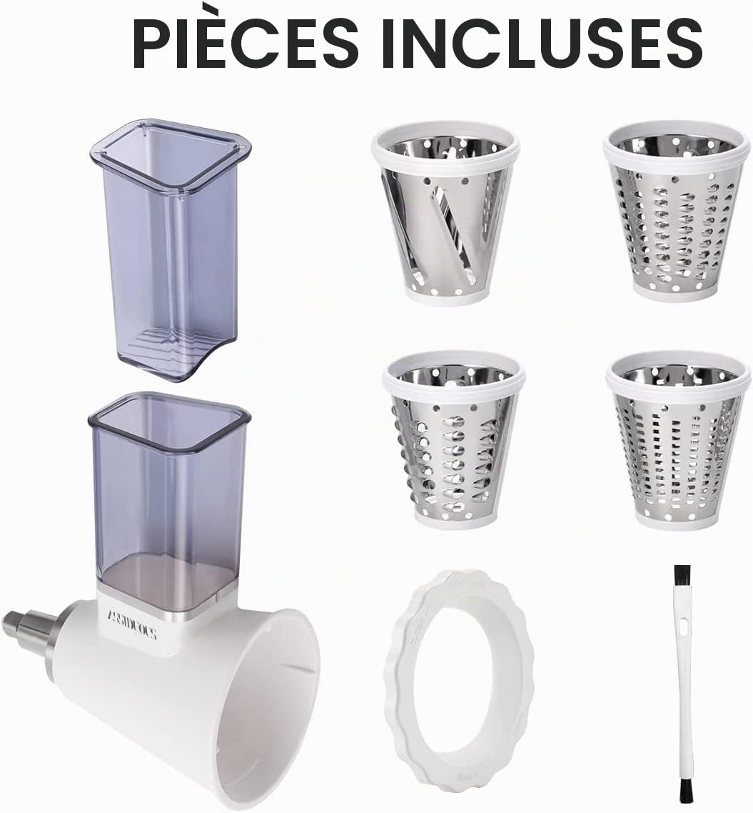 Accessoire de Trancheuse de légumes pour KitchenAid Robot Pâtissier, accessoires pour hachoir, râpe à fromage, coupe-tout, coupe-fruits, Vegetable Slicer，Ajout pour saladier