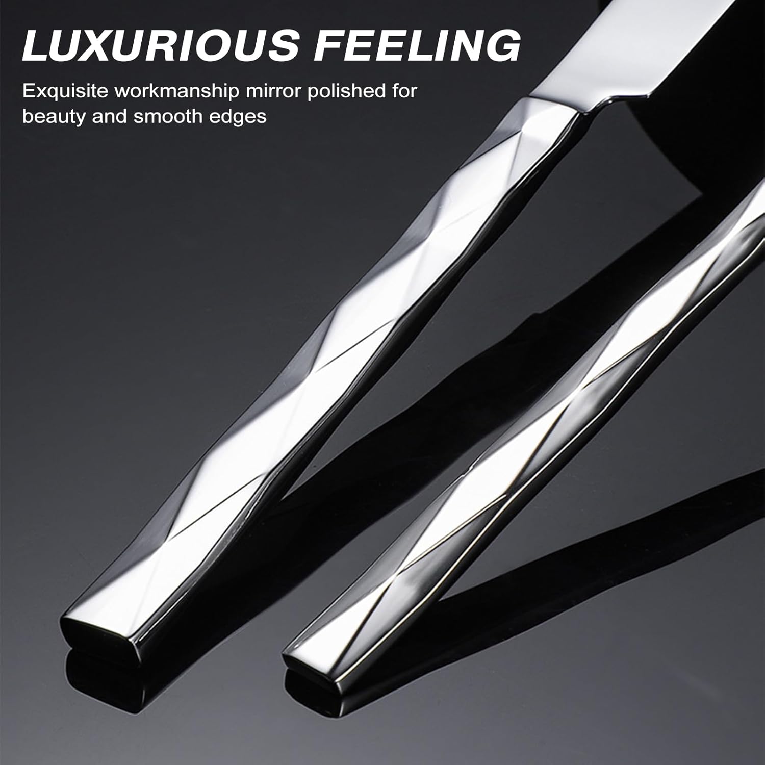 40-Piece Silverware Set, Luxury Silverware Set for 8, Stainless Steel Flatware with Diamond Cut Pattern, Mirror Polished Utensil Sets, Dishwasher Safe