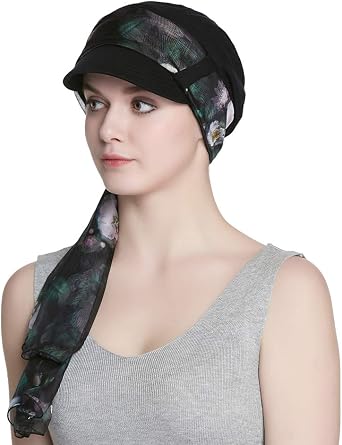 Alnorm Breathable Cotton Hat and Scarf Set Chemo Headwear for Women